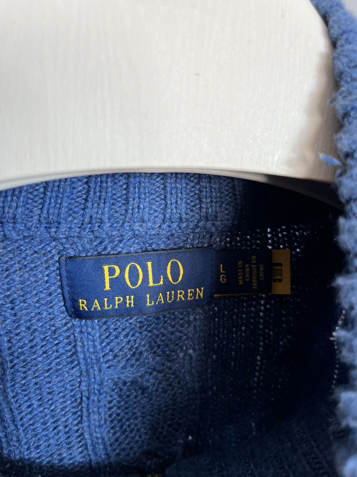 Polo Ralph Lauren Polo Ralph Lauren Half Zip 1/4 Cable Knit Sweater Blue Mens Size US L / EU 52-54 / 3 - 4 Thumbnail