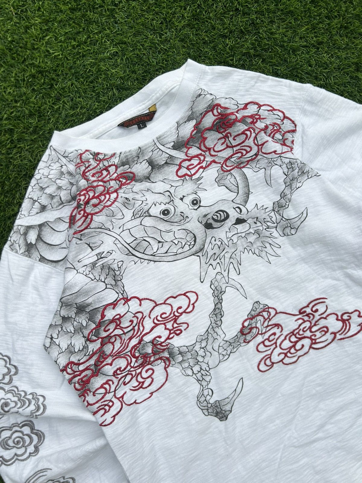 Karakuri Tamashii Satori Japanese Long Sleeve Tee - Dragon & Tiger Embroidery Size US L / EU 52-54 / 3 - 2 Thumbnail
