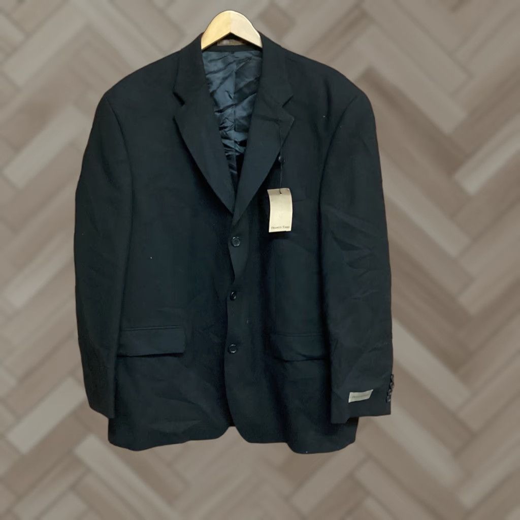 Vintage VINTAGE Franco Tassi Mens Blazer Jacket 100% Wool Black Size 40 46R Canada Mens Wool Blazer Tuxedo Style Size 40R - 1 Thumbnail