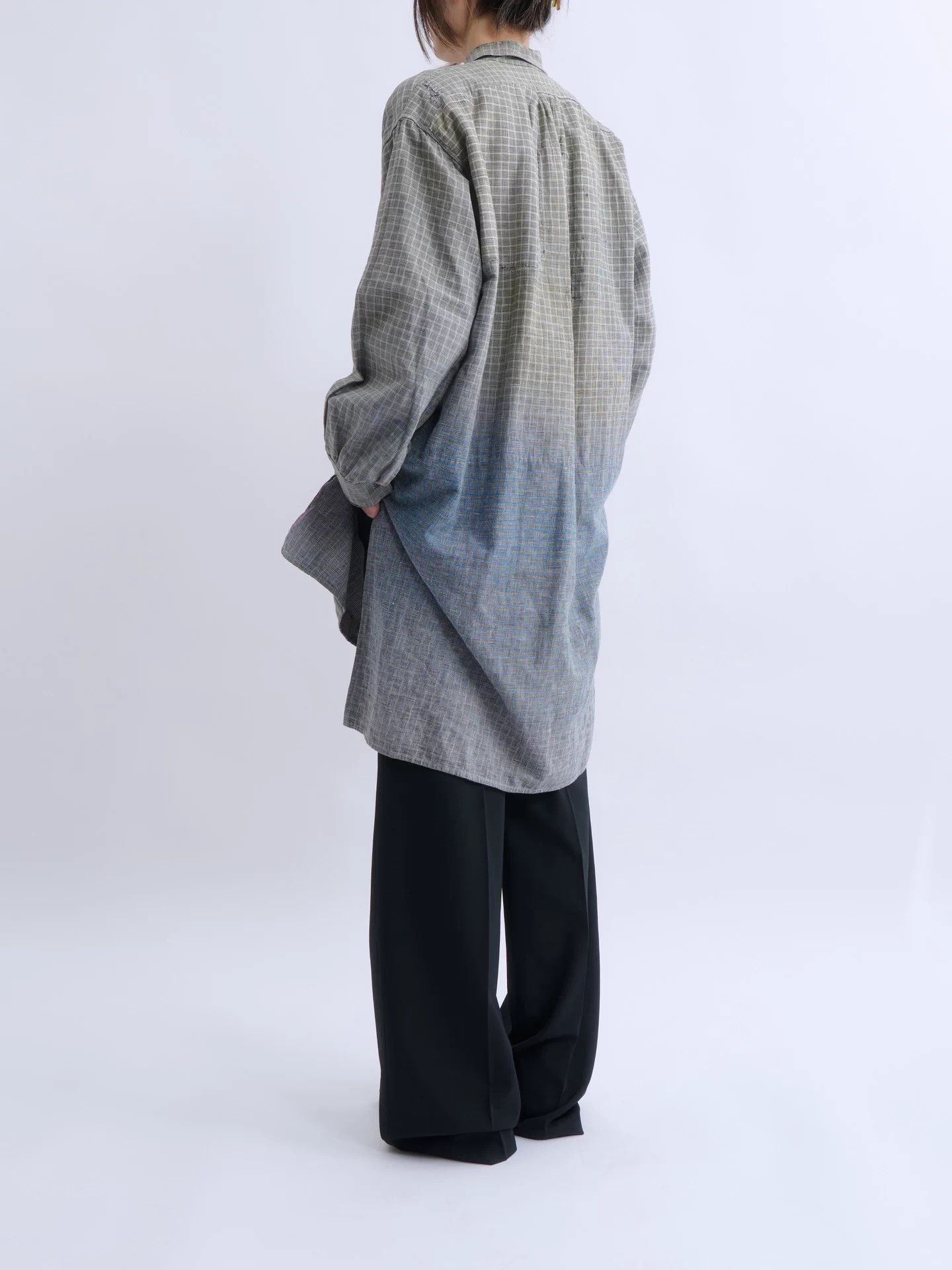 Other European Antique 50Y Check Gradation Boro Pullover Shirt Size XL / US 12-14 / IT 48-50 - 3 Thumbnail
