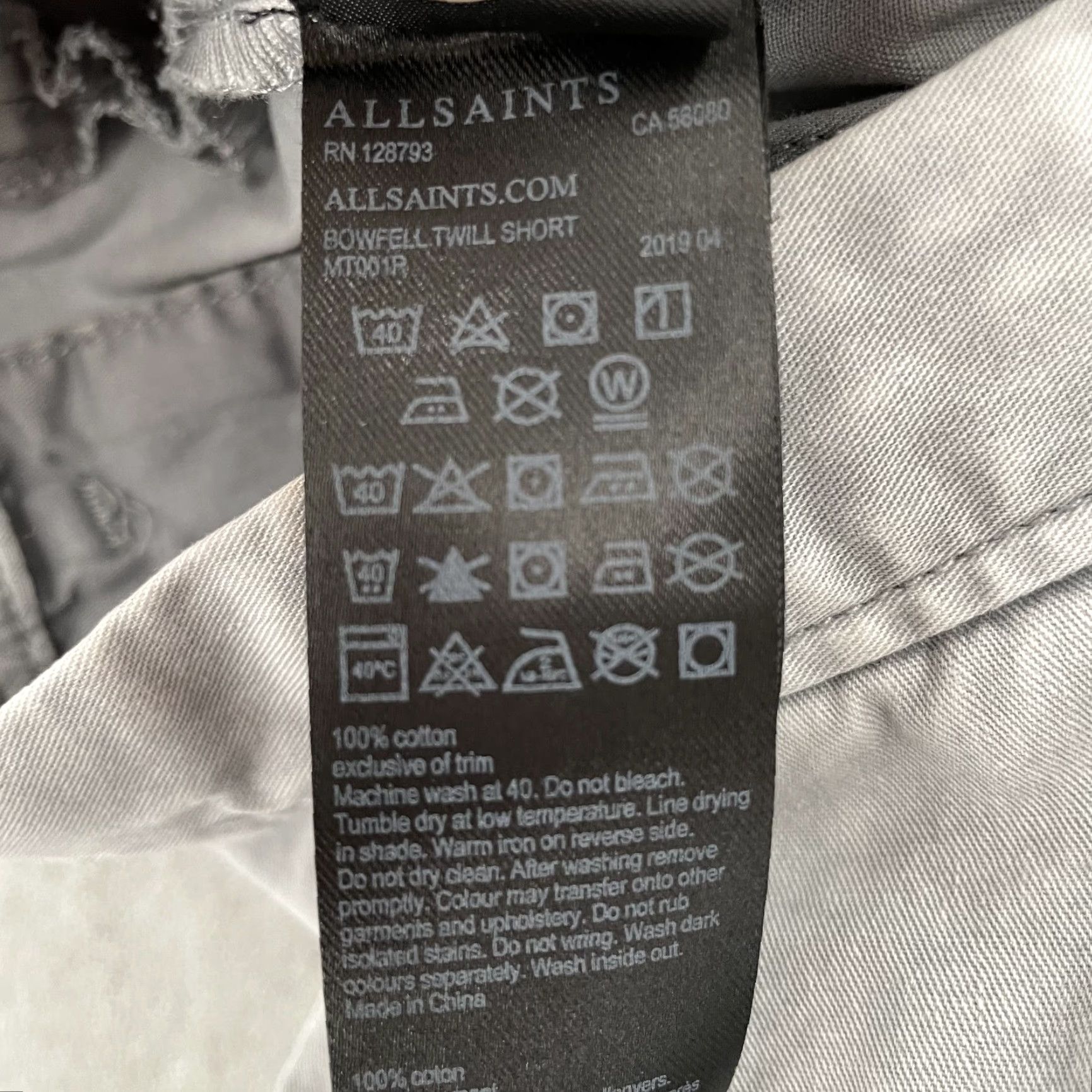 Allsaints VINTAGE All Saints Shorts Men 28 Gray Cotton Casual Summer Bowfell Twill Button Pockets Size US 28 / EU 44 - 7 Thumbnail