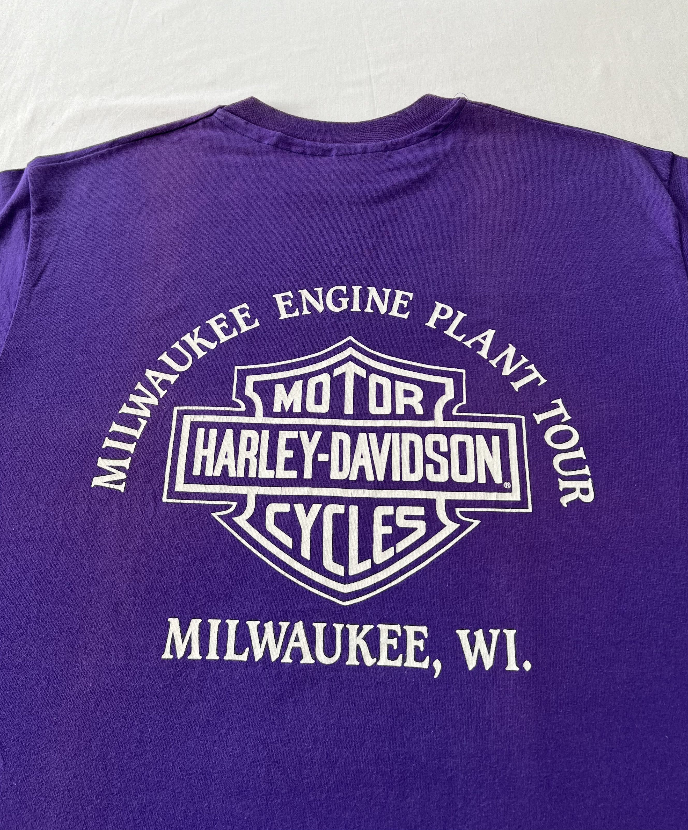 Harley Davidson Vintage 1990 Harley Davidson Eagle Milwaukee Purple T-shirt Size US XL / EU 56 / 4 - 16 Thumbnail