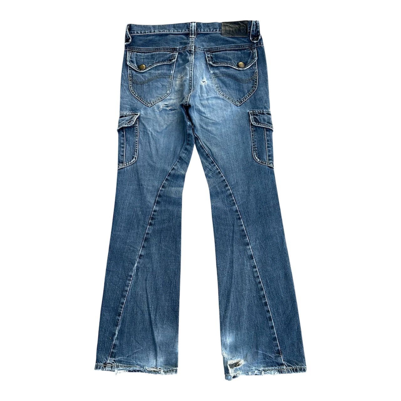 Japanese Brand Vintage Flare Lee Riders Twisted Leg Distressed Jeans W32 Size US 32 / EU 48 - 1 Thumbnail