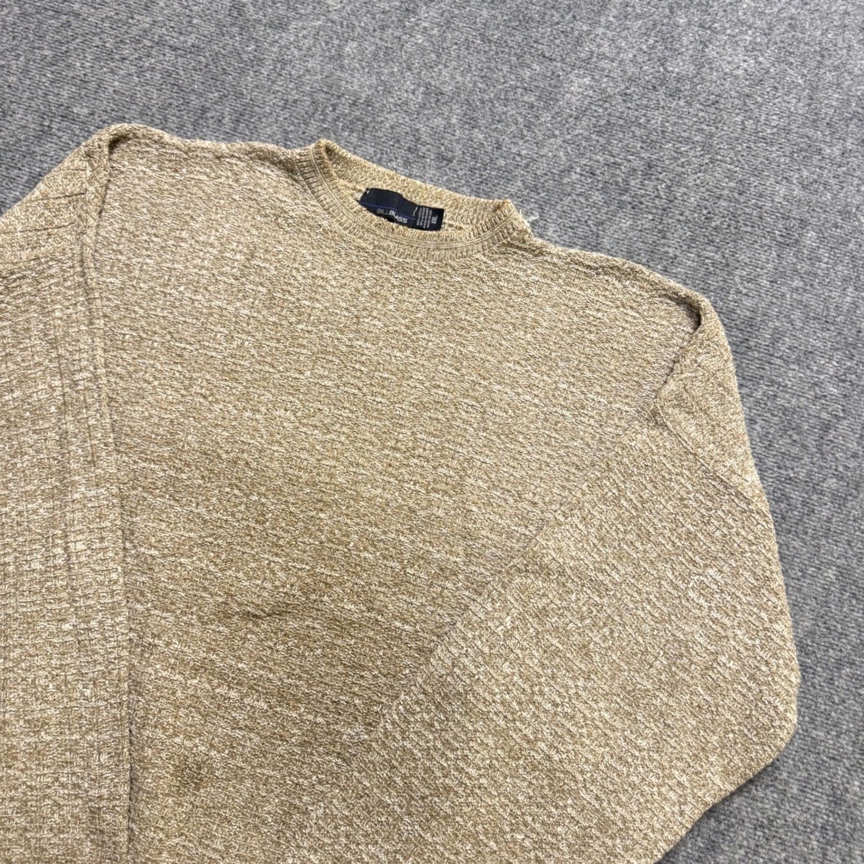Bill Blass VINTAGE Bill Blass Knit Sweater Pullover 2XL Men Beige Distressed Cotton Blend Tan Pullover Mens Big & Tall Size US XXL / EU 58 / 5 - 2 Thumbnail