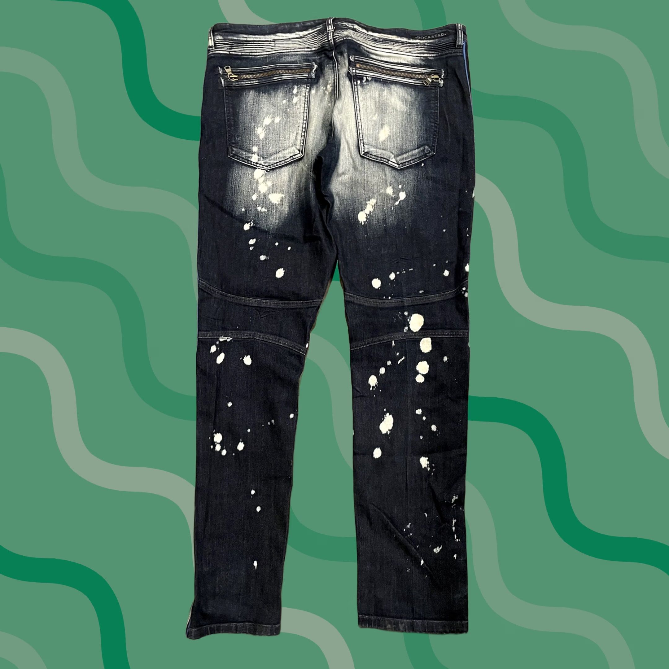 Vintage VINTAGE Rockstar Jeans Men 90s Hip Hop Distressed Cotton Denim Straight Zipper Button 42x36 Blue Regular 90s Theme Size US 42 / EU 58 - 1 Thumbnail