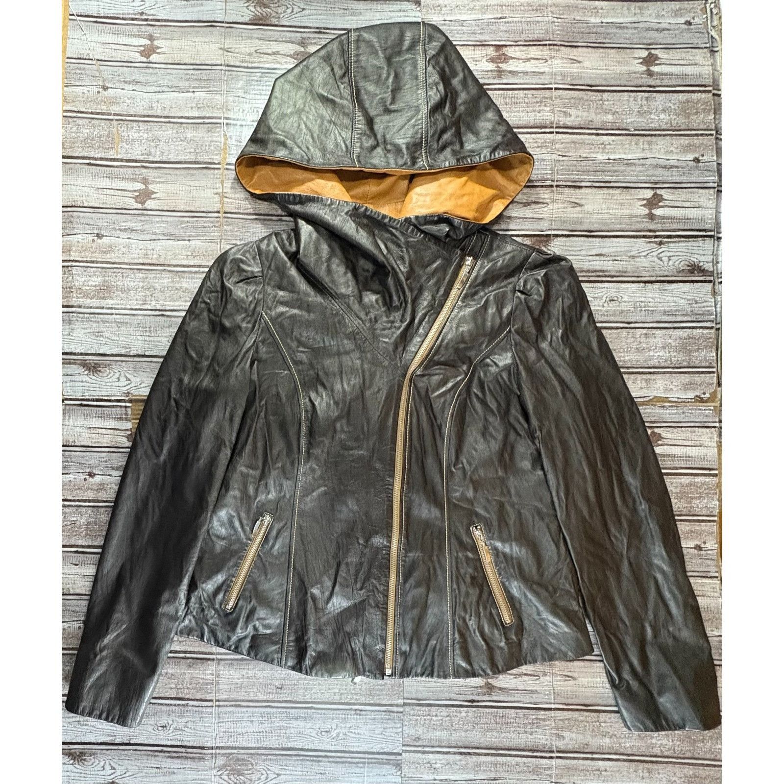 Giorgio Armani Giorgio Rotti Bayan soft leather hooded jacket size 16 5XL b Size 4XL / US 24-26 - 1 Thumbnail