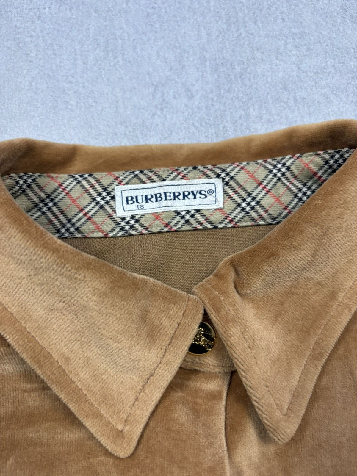 Burberry Vintage 90s Burberrys Spain Velour Quilted Overshirt Jacket Size L / US 10 / IT 46 - 8 Thumbnail