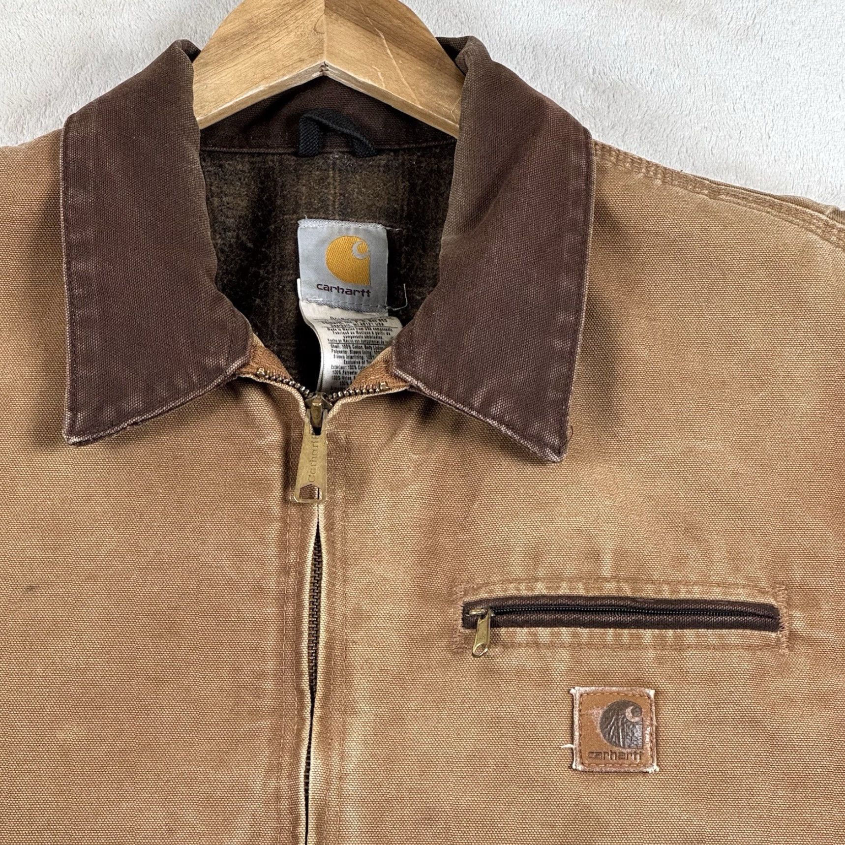 Carhartt Carhartt J97 CML Detroit Vintage Brown Canvas Jacket 2XL Bomber Jacket Men Winter Fall Spring Lined Polyester Logo Shirt? Size US XXL / EU 58 / 5 - 3 Thumbnail