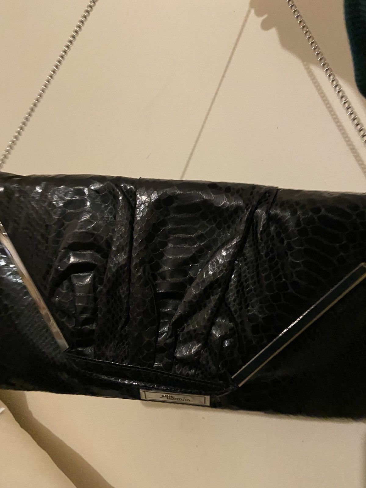 Designer × Other × Vintage Deadstock Jane Norman Black Snake Front Plate Clutch 2009 Size ONE SIZE - 3 Thumbnail
