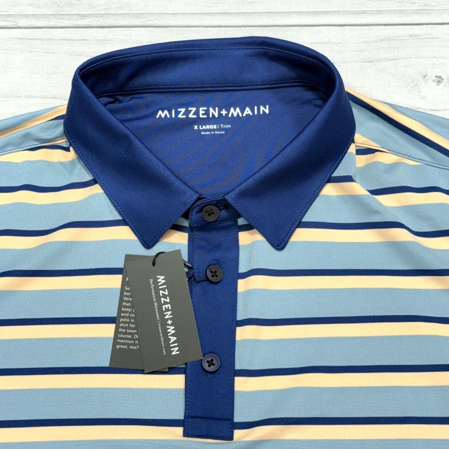 Mizzen+Main Mizzen+Main Polo Shirt Mens XL Blue Striped Versa Golf Performance NWT Size US XL / EU 56 / 4 - 2 Thumbnail