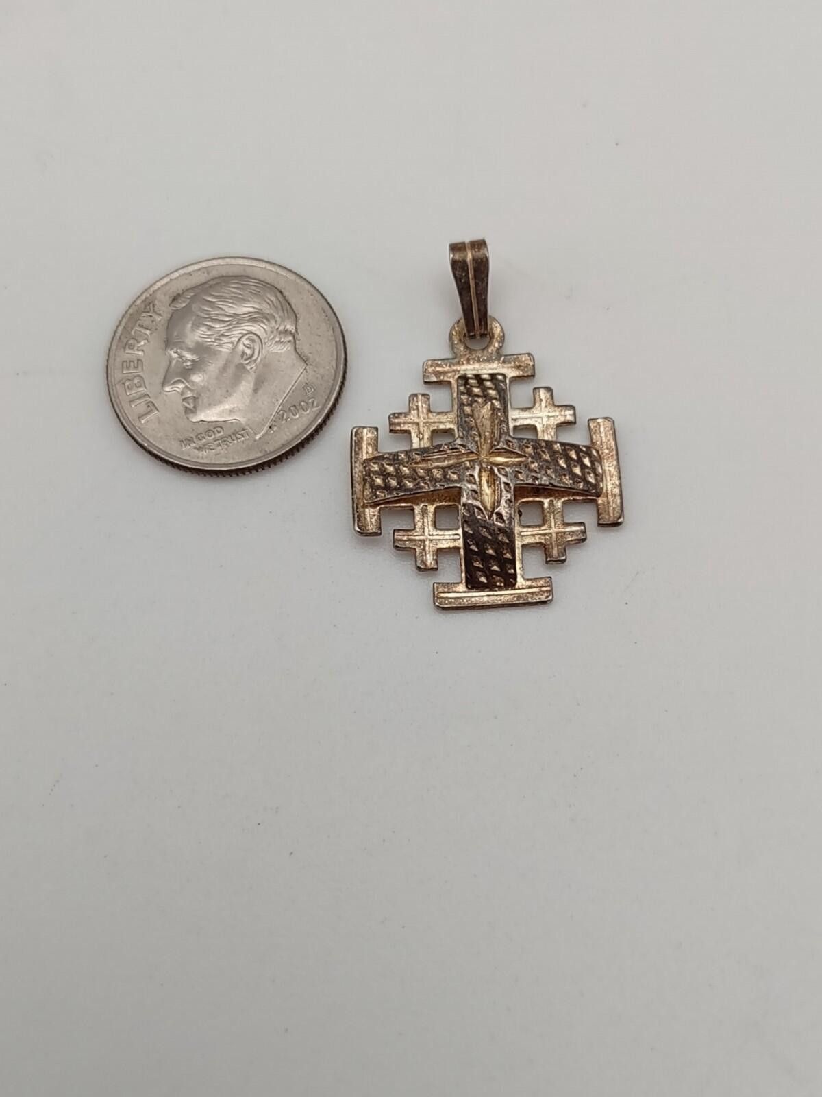 The Unbranded Brand Jerusalem Cross 925 Sterling Israel Religious Pendant Size ONE SIZE - 2 Thumbnail
