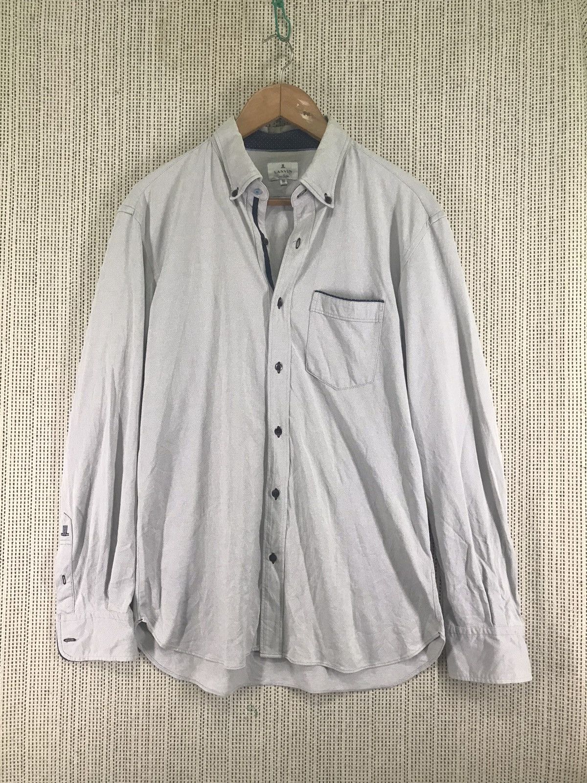 Designer × Lanvin × Vintage LANVIN Classique Shirt Gray Cotton Men's Button Up Size 50 Size US L / EU 52-54 / 3 - 1 Thumbnail