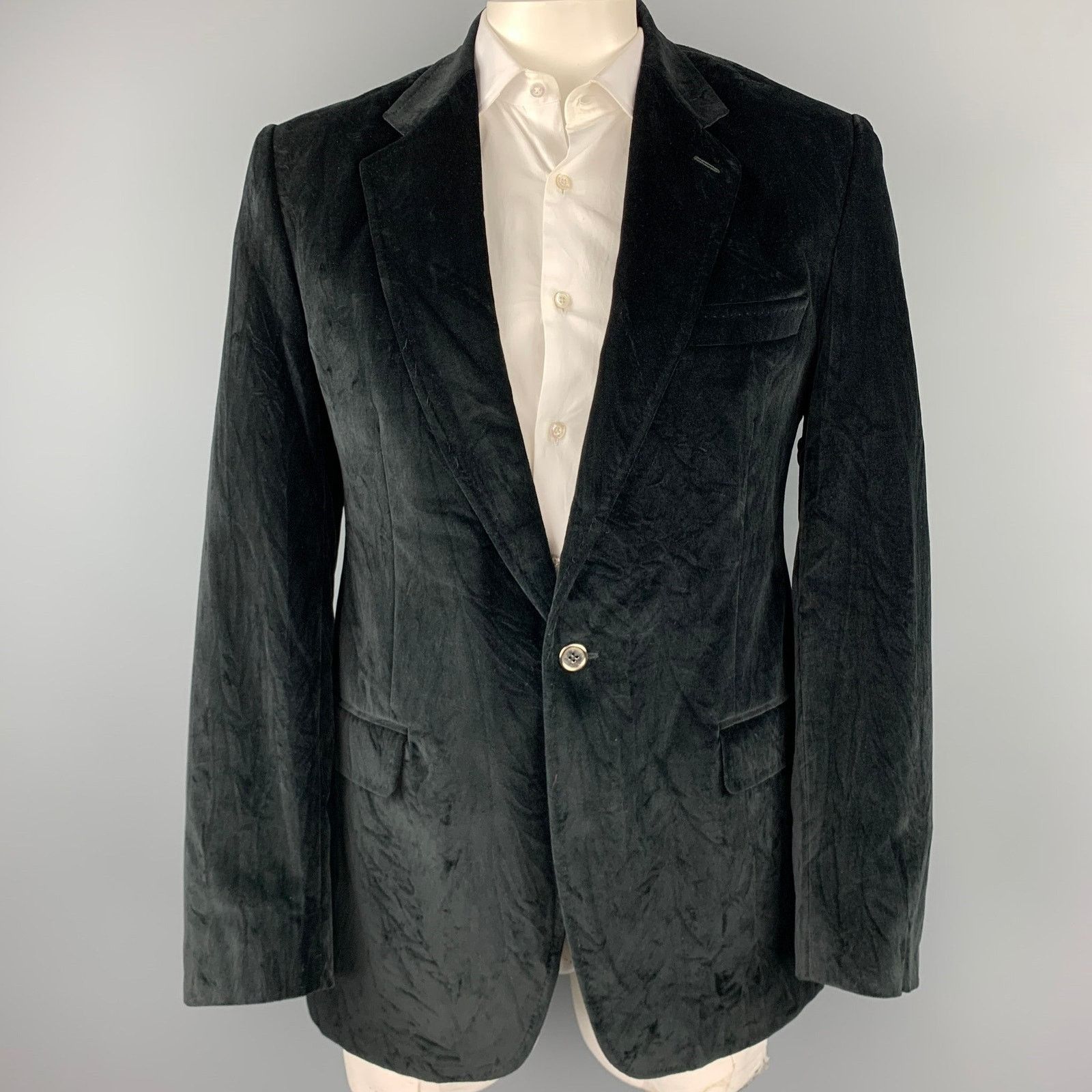 Dolce & Gabbana Size 40 Regular Black Cotton Velvet Sport Coat Size 40R - 1 Thumbnail