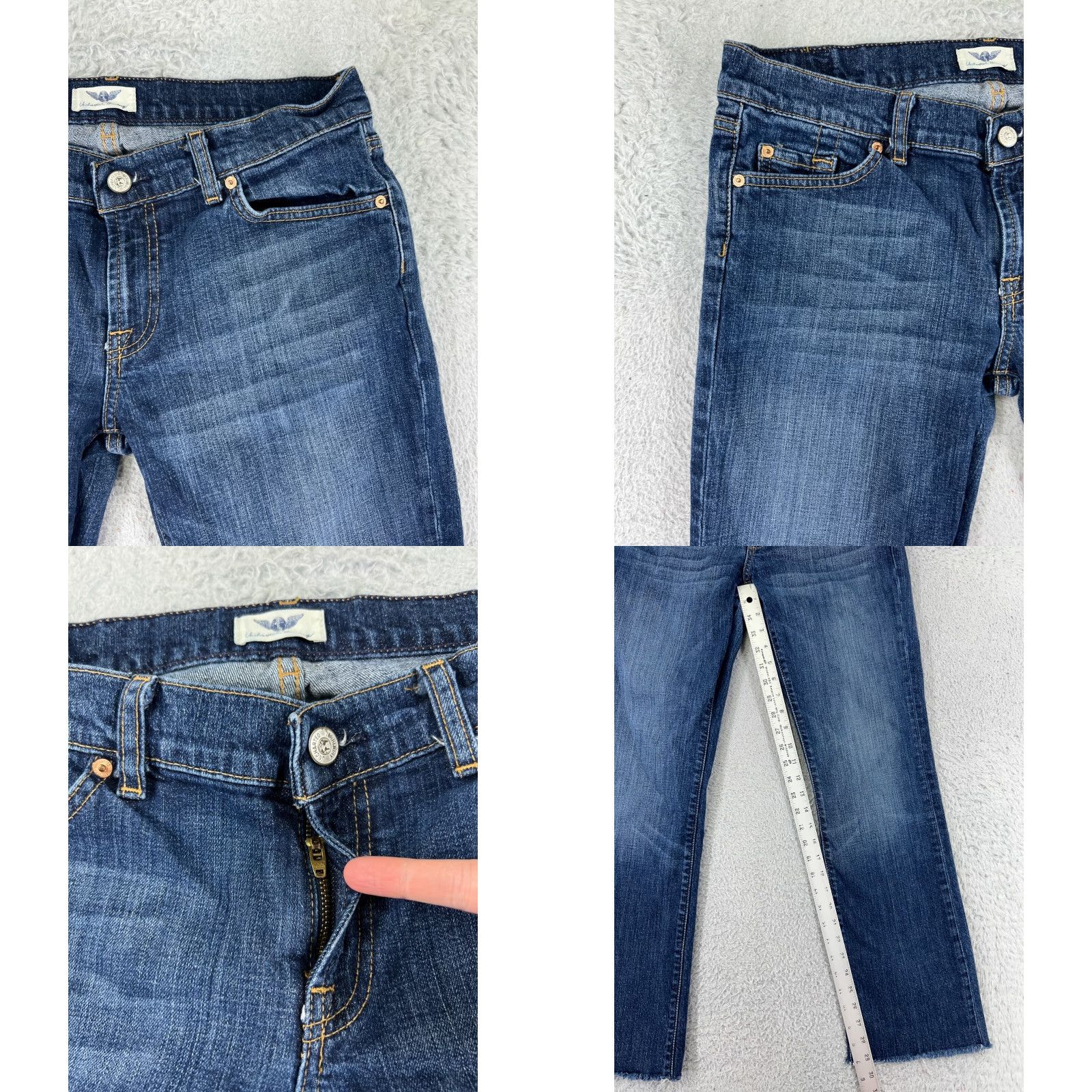 Vintage Uncharted Territory Jeans Women Blue Denim Bootcut 12 Regular Cotton Blend Stretch Distressed 5-Pocket Design Inseam 29in Size 34" / US 12 / IT 48 - 8 Thumbnail
