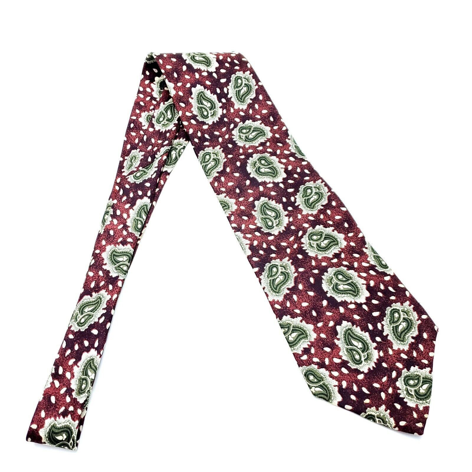 Joseph Abboud Joseph Abboud Silk Tie Print Brownish Red Floral Paisley Wid Size ONE SIZE - 6 Thumbnail