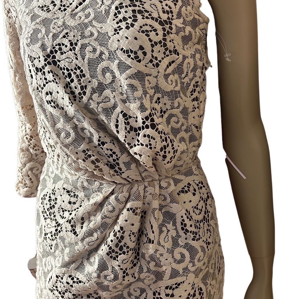 MSGM NWT MSGM One-Shoulder Lace Beige Dress (018) Size S / US 4 / IT 40 - 4 Thumbnail