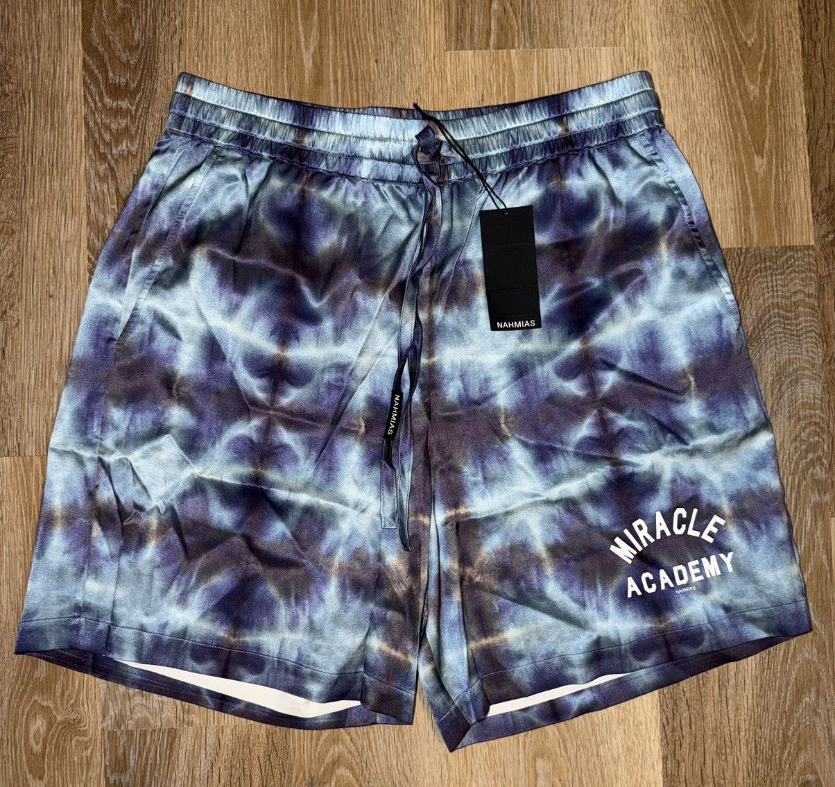 Nahmias Nahmias Tie-Dye Stretch-Silk Shorts - Blue LARGE Size US 33 - 1 Thumbnail