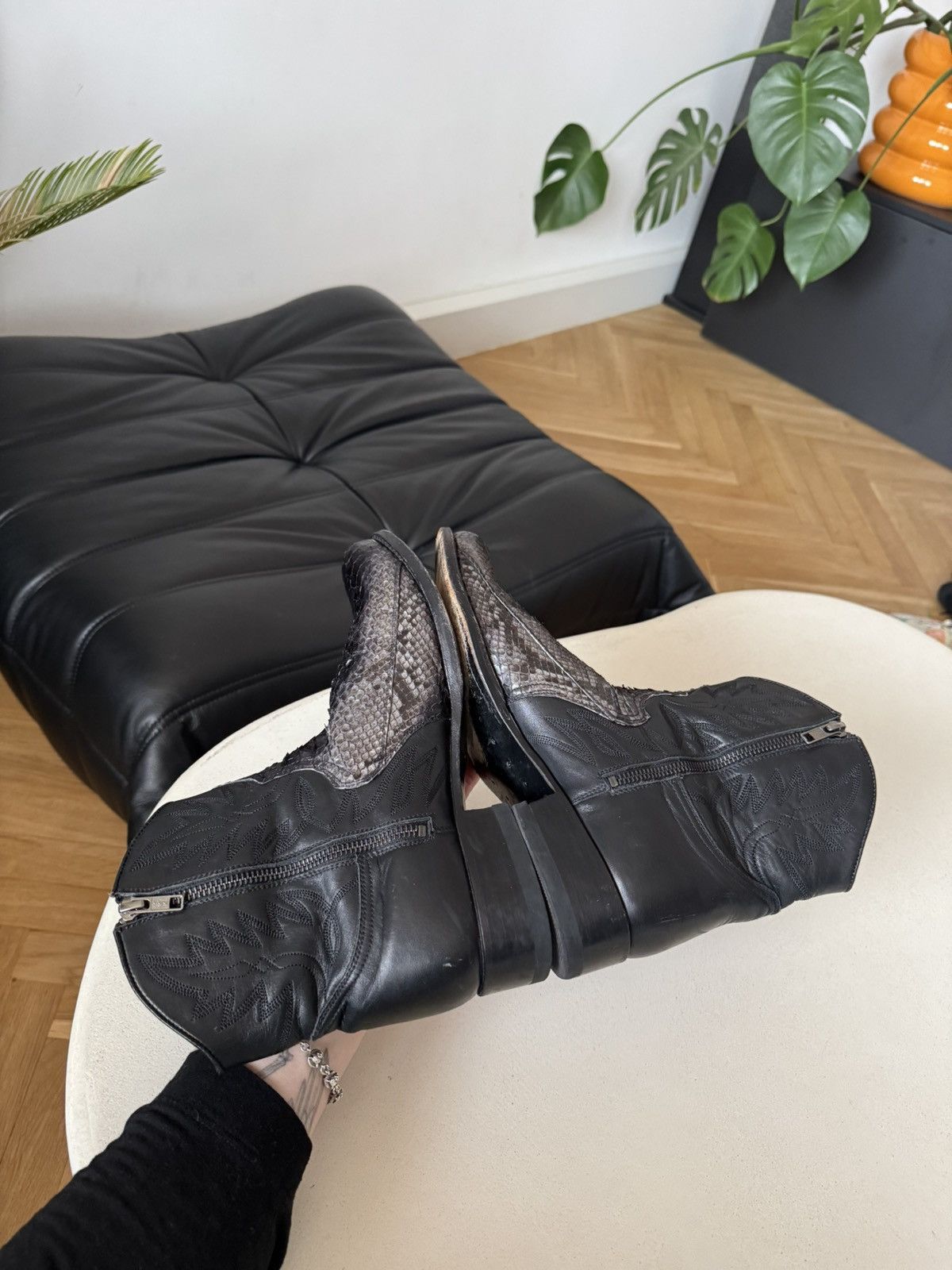 Leather Vintage Sendra Cowboy Leather Boots Washed Snake Skin Rare Size US 8 / EU 41 - 6 Thumbnail