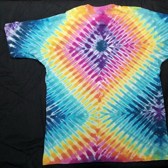 Fruit Of The Loom × Vintage Vintage 90s Diamond Rainbow Tie Dye T-Shirt Size US XL / EU 56 / 4 - 5 Thumbnail