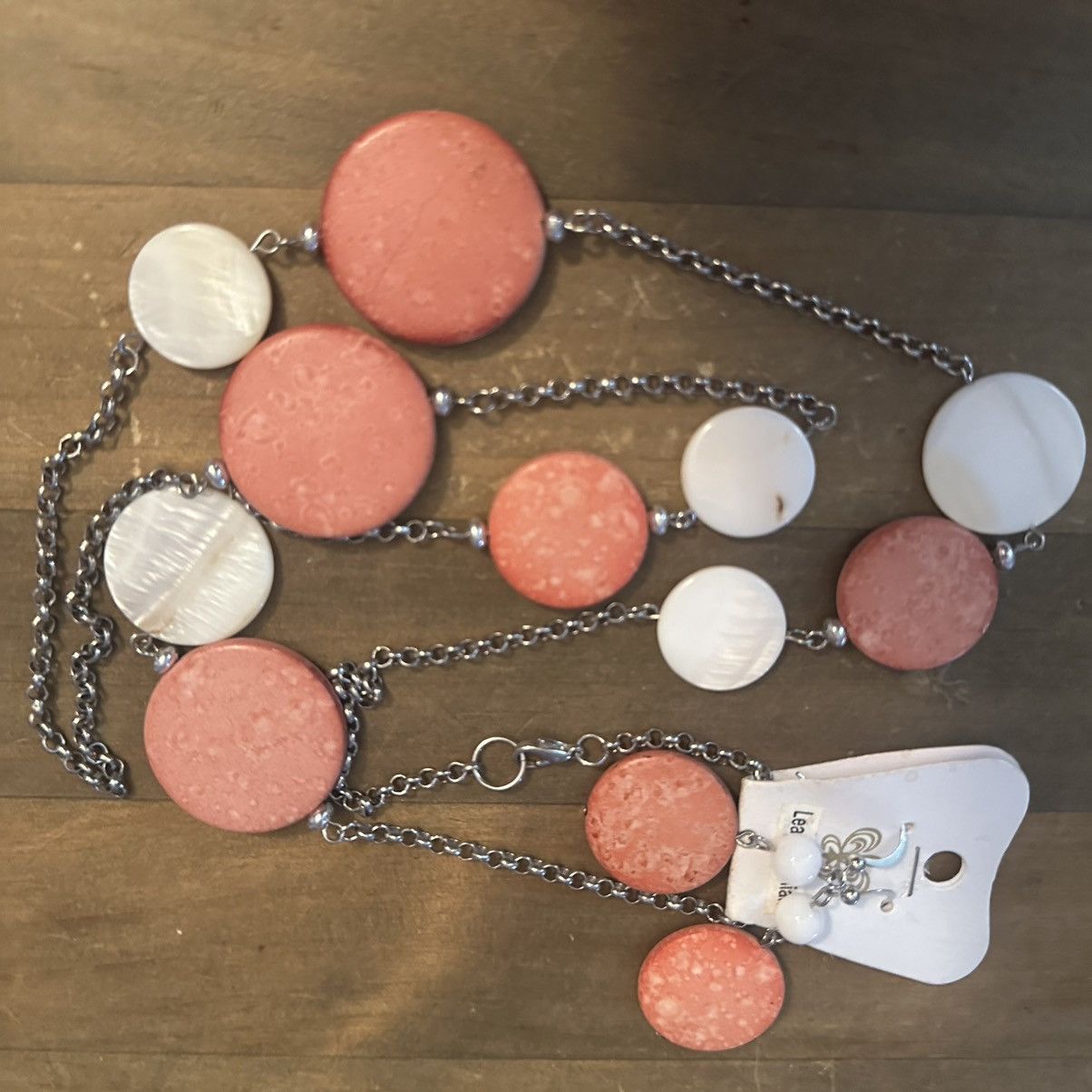 Other Long mother of pearl and coral station disc necklace Size ONE SIZE - 2 Thumbnail
