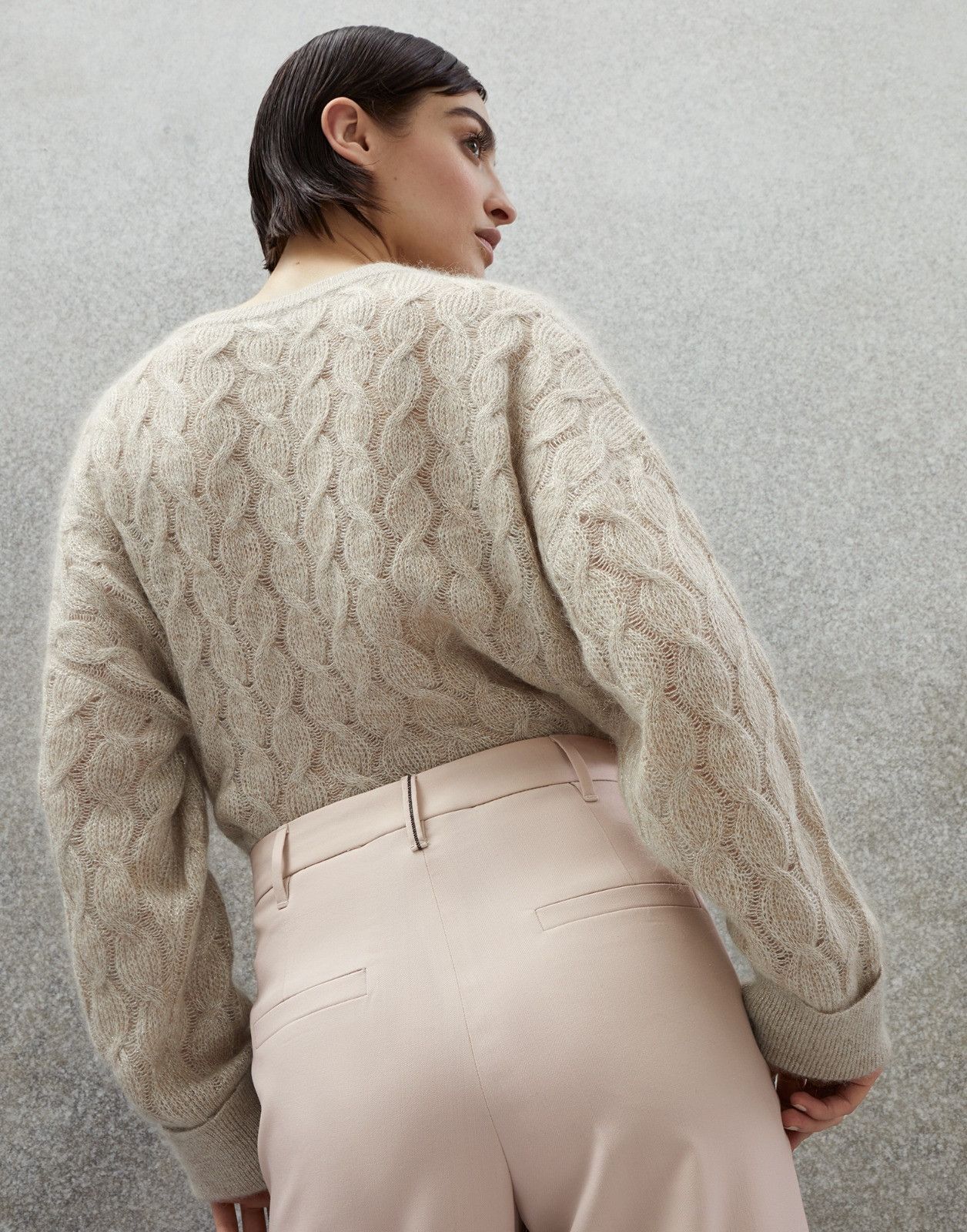 Brunello Cucinelli o1la1rc1a0225 High Waist Pant in Beige Size 25" / US 0 / IT 36 - 3 Thumbnail