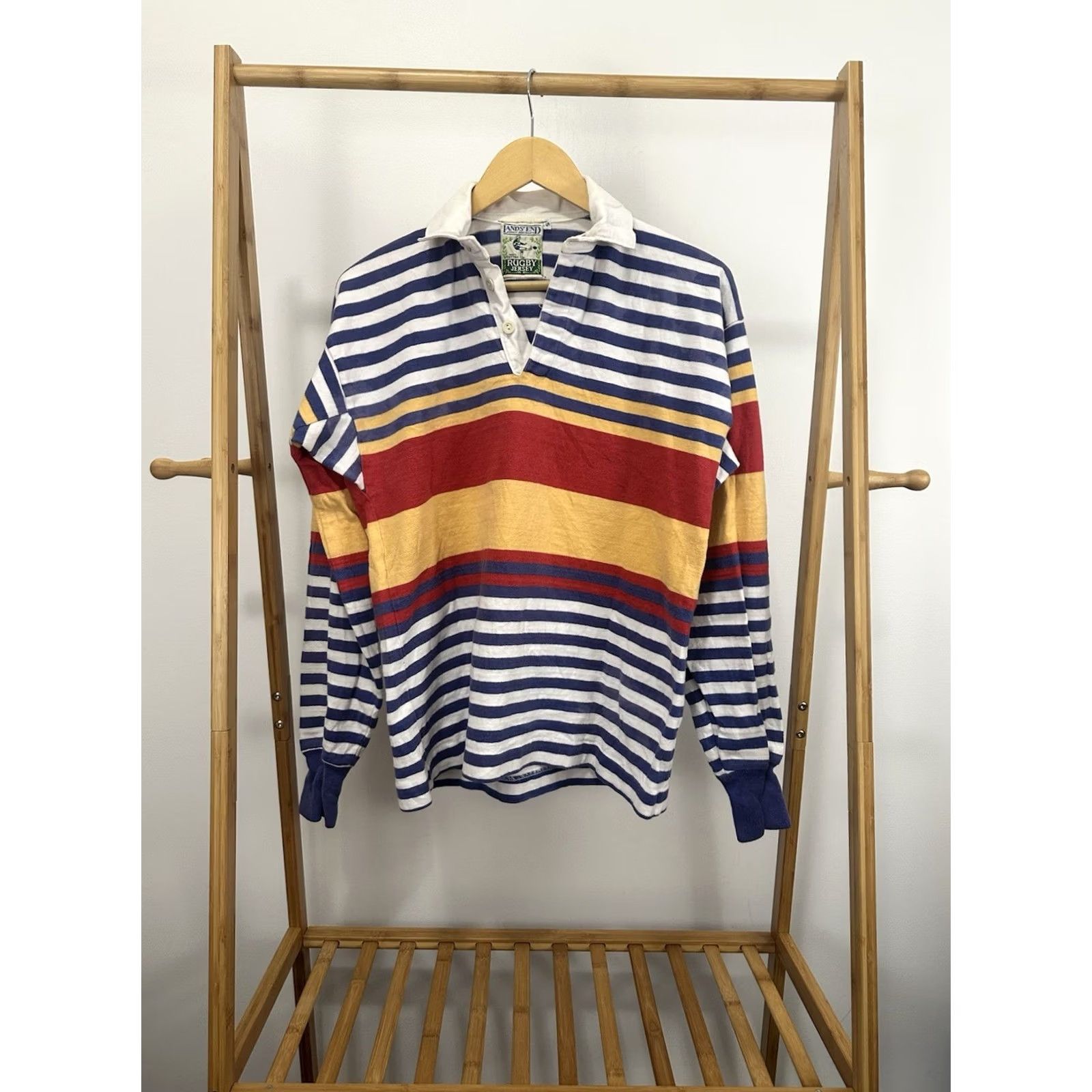 Lands' End VTG Lands' End Striped Color Block Long Sleeve Polo Rugby Shirt S Men Multicolor 70s 80s Size US S / EU 44-46 / 1 - 2 Thumbnail