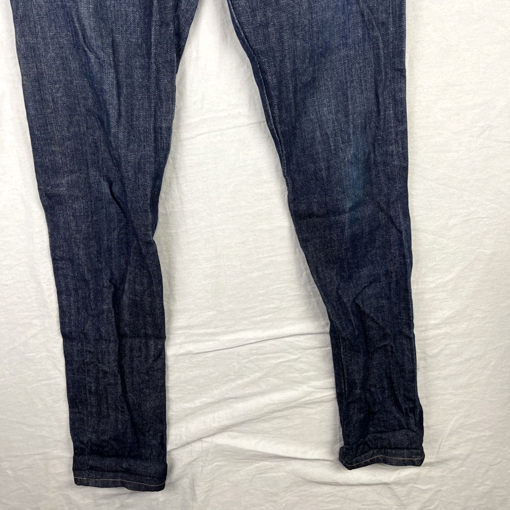 Vintage Naked & Famous Jeans Mens 30 Fits 29x34 Super Skinny Stretch Selvedge Indigo Denim Jeans Slim Men 5-Pocket Logo Button Size US 29 - 3 Thumbnail