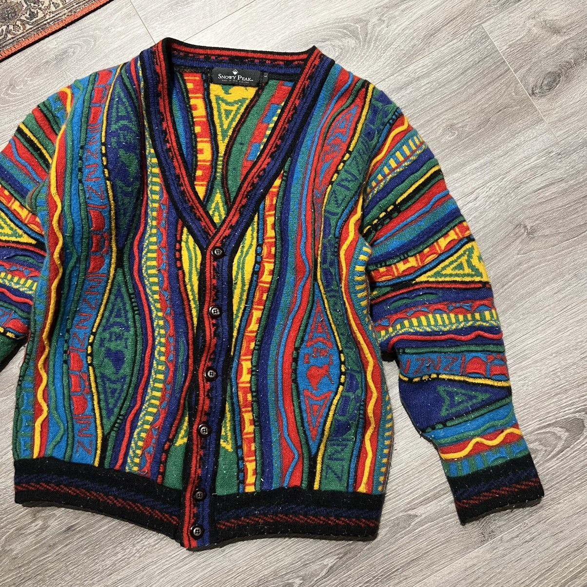 Vintage 3D print Coogi style cardigan knit