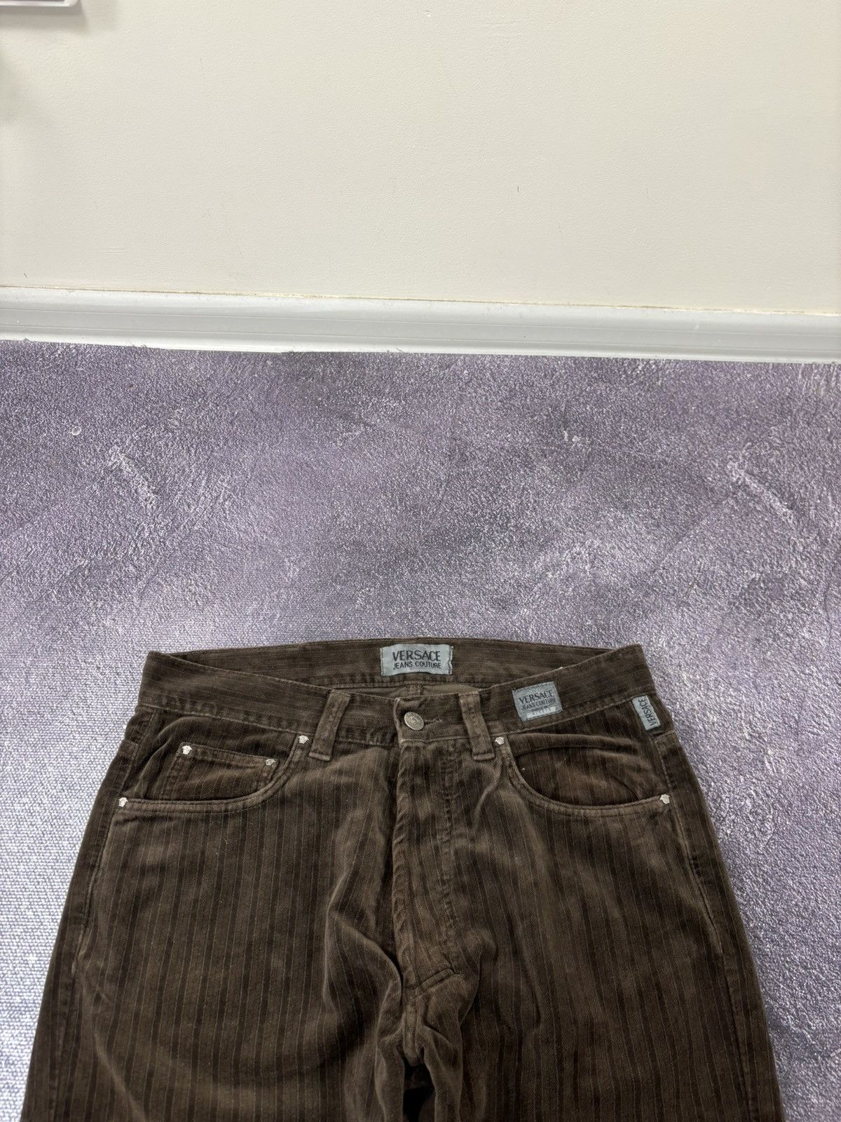 Versace Vintage Versace Jeans Couture Velvet Striped Luxury Pants Size US 32 / EU 48 - 9 Thumbnail