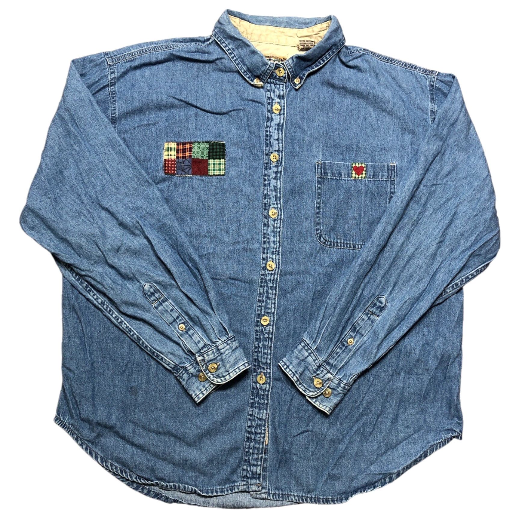 Denime VINTAGE Upstream Denim Shirt Unisex Adults XL Blue Long Sleeve Collared 90s Western Casual Size XL / US 12-14 / IT 48-50 - 2 Thumbnail