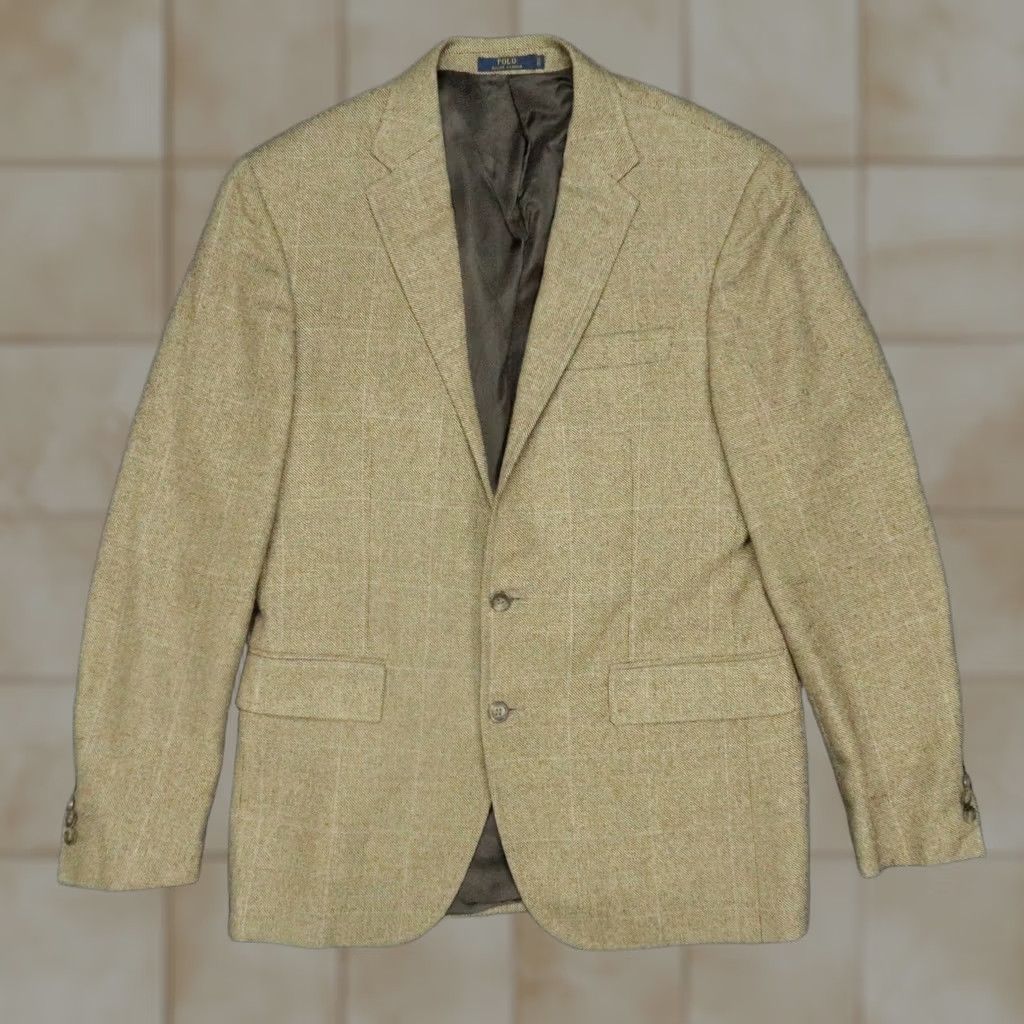Polo Ralph Lauren Polo Ralph Lauren Blazer Mens 40R Brown Wool Silk Custom Fit Single-Breasted 2-Button Notch Lapel Vented Coat Size US L / EU 52-54 / 3 - 1 Thumbnail