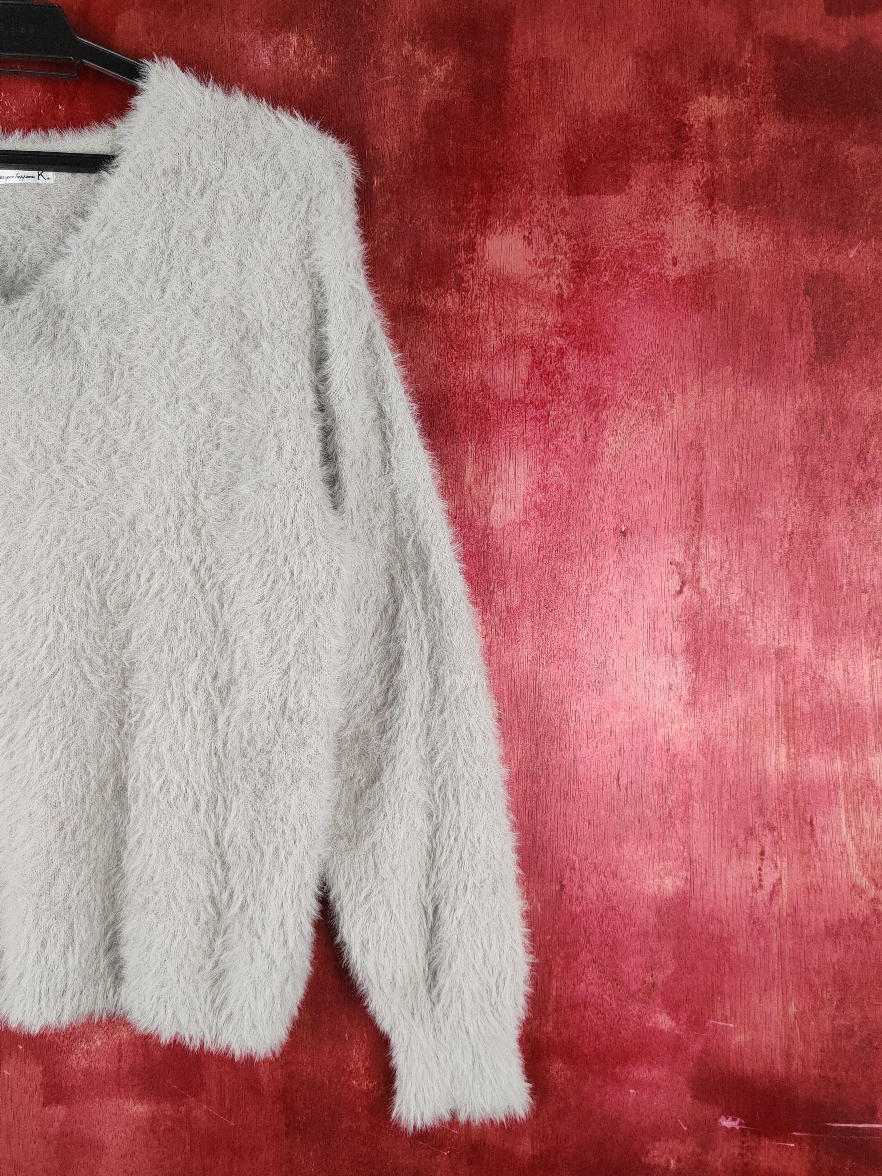 Homespun Knitwear × Japanese Brand × Vintage K Gray Shag Shaggy Fur Mohair Knitwear #S2170 Size S / US 4 / IT 40 - 5 Thumbnail