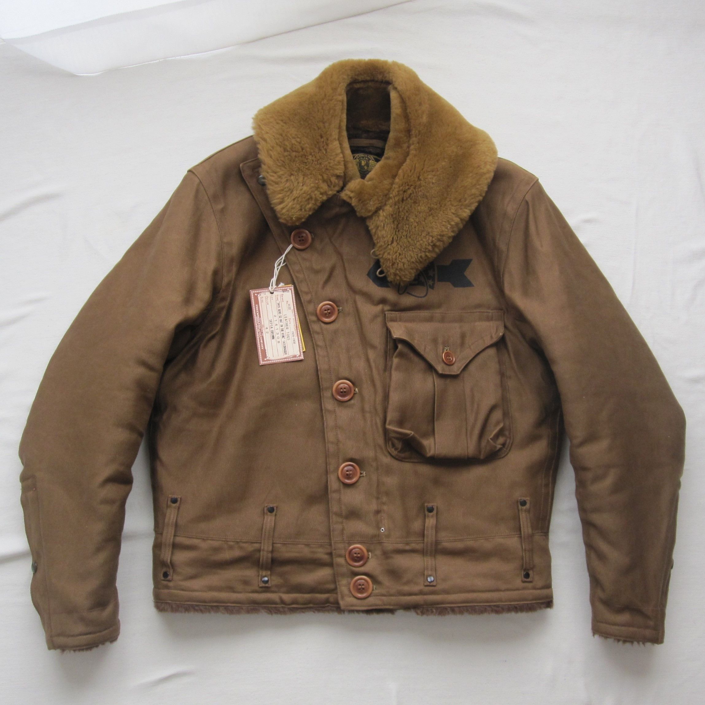 image of Freewheelers “Taildragger” Winter Flying Jacket in Dark Sepia Brown, Men's (Size XL)