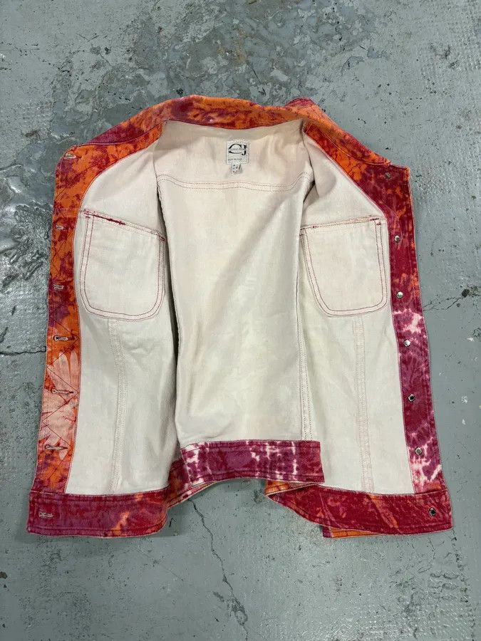 Roberto Cavalli 2000s Cavalli Orange Fire Denim Jacket Size S / US 4 / IT 40 - 7 Thumbnail