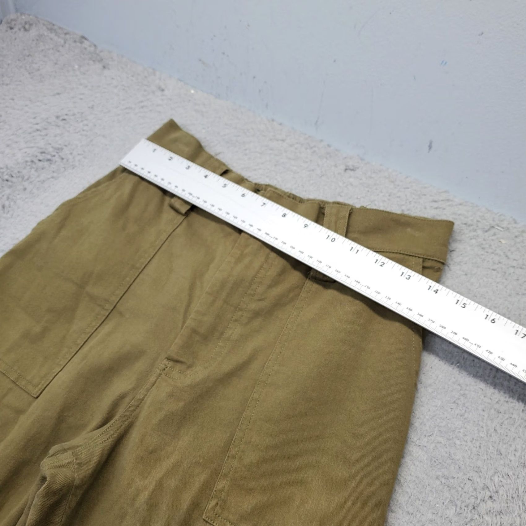 Vintage Cotton Candy Womens Cargo Pants Green Flat Front High Waist Utility Pocket Wide Leg Casual Outdoor Size 32" / US 10 / IT 46 - 3 Thumbnail
