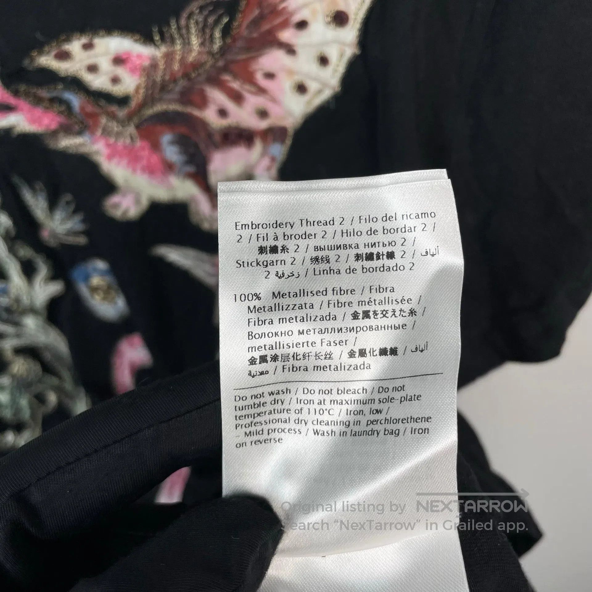 Valentino Valentino Black Embroidered Flamingo Short Sleeve| Size US L / EU 52-54 / 3 - 8 Thumbnail