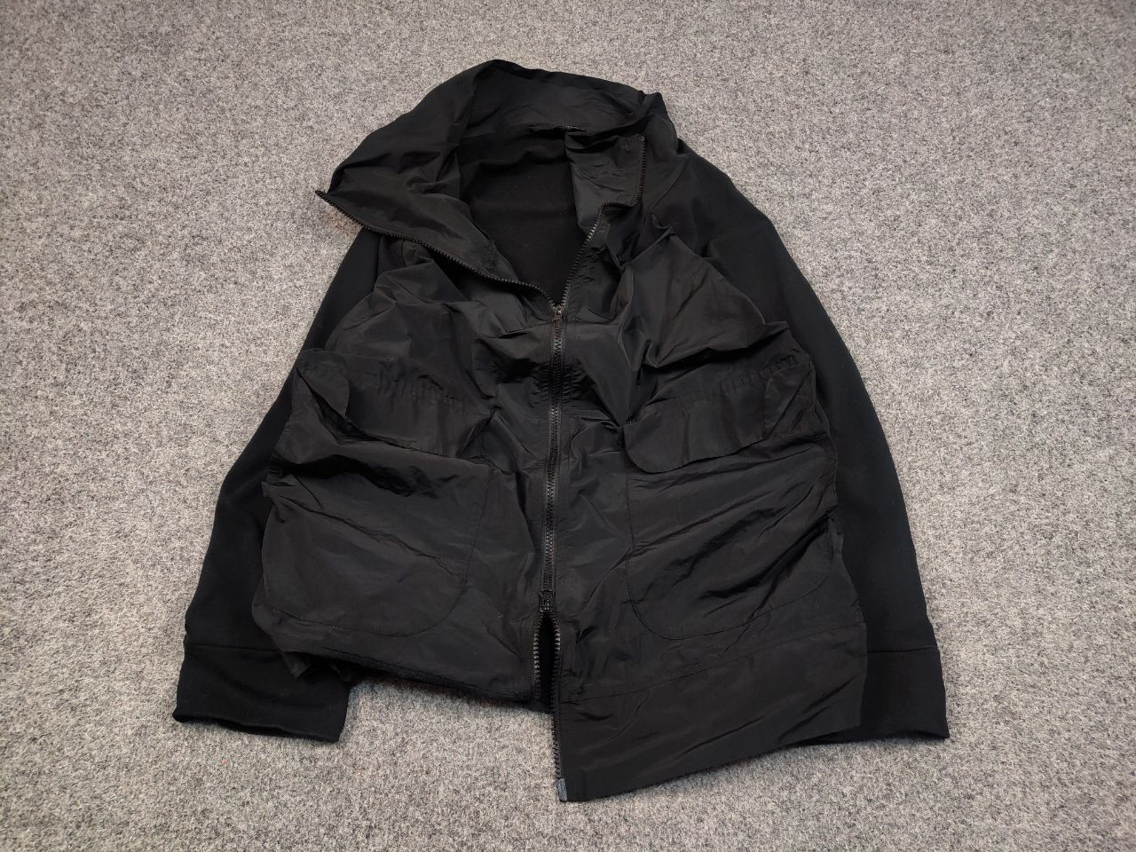 Japanese Brand ZEITLOS by Luana Design Black Oversized Zip Light Jacket Size M / US 6-8 / IT 42-44 - 2 Thumbnail