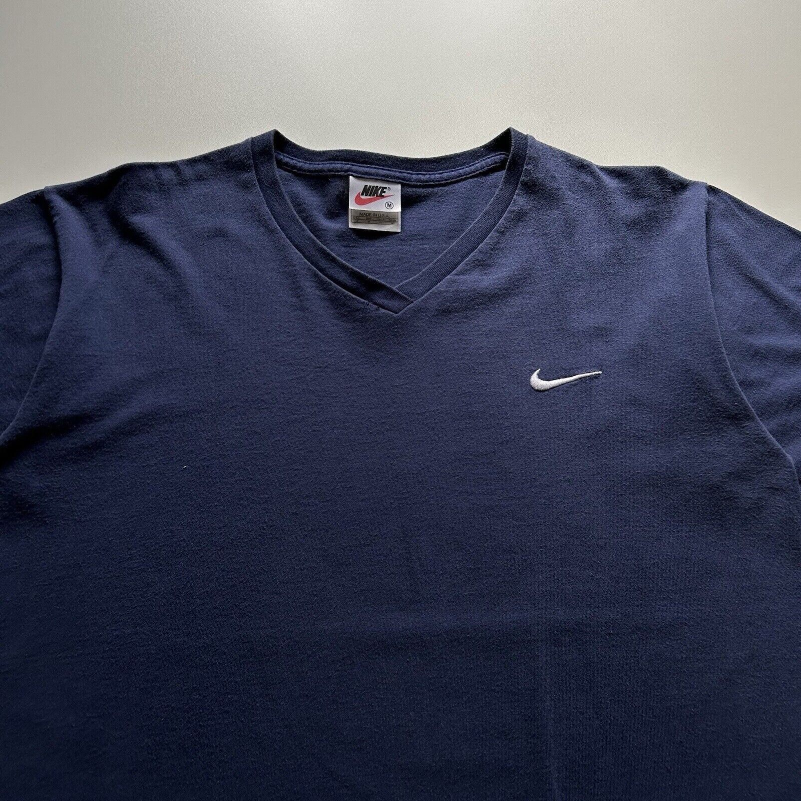 Nike Vintage 90s Nike Air Swoosh Basic V Neck T Shirt Medium Blue Size US M / EU 48-50 / 2 - 2 Thumbnail