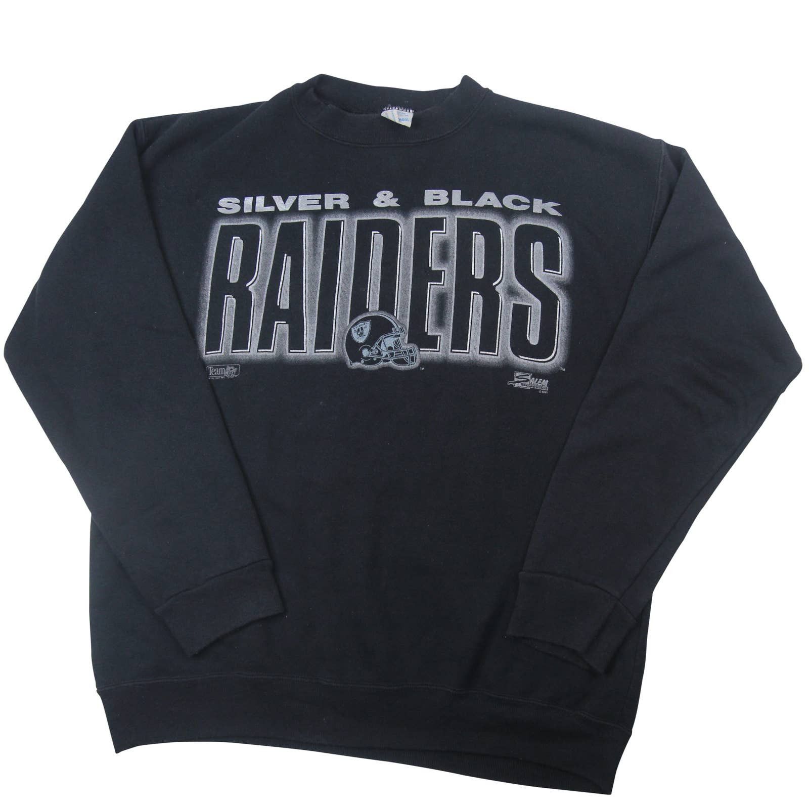 image of Vintage Salem Sportswear Nfl Raiders Spellout Sweatshirt in Black, Men's (Size Large)