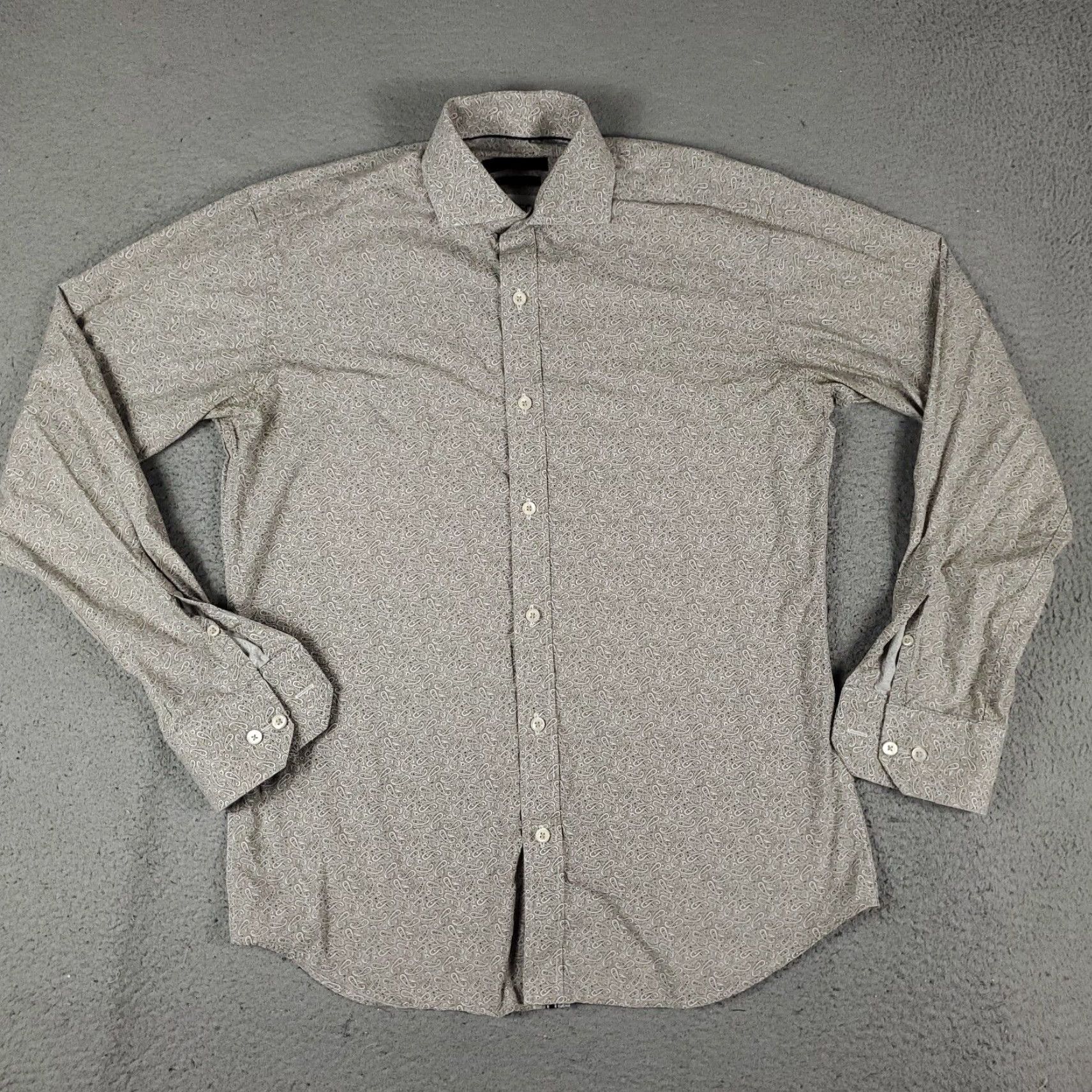 BUGATCHI Bugatchi Uomo Button-Up Shirt Mens Medium Brown Paisley Long Sleeve Regular Fit Size US M / EU 48-50 / 2 - 2 Thumbnail