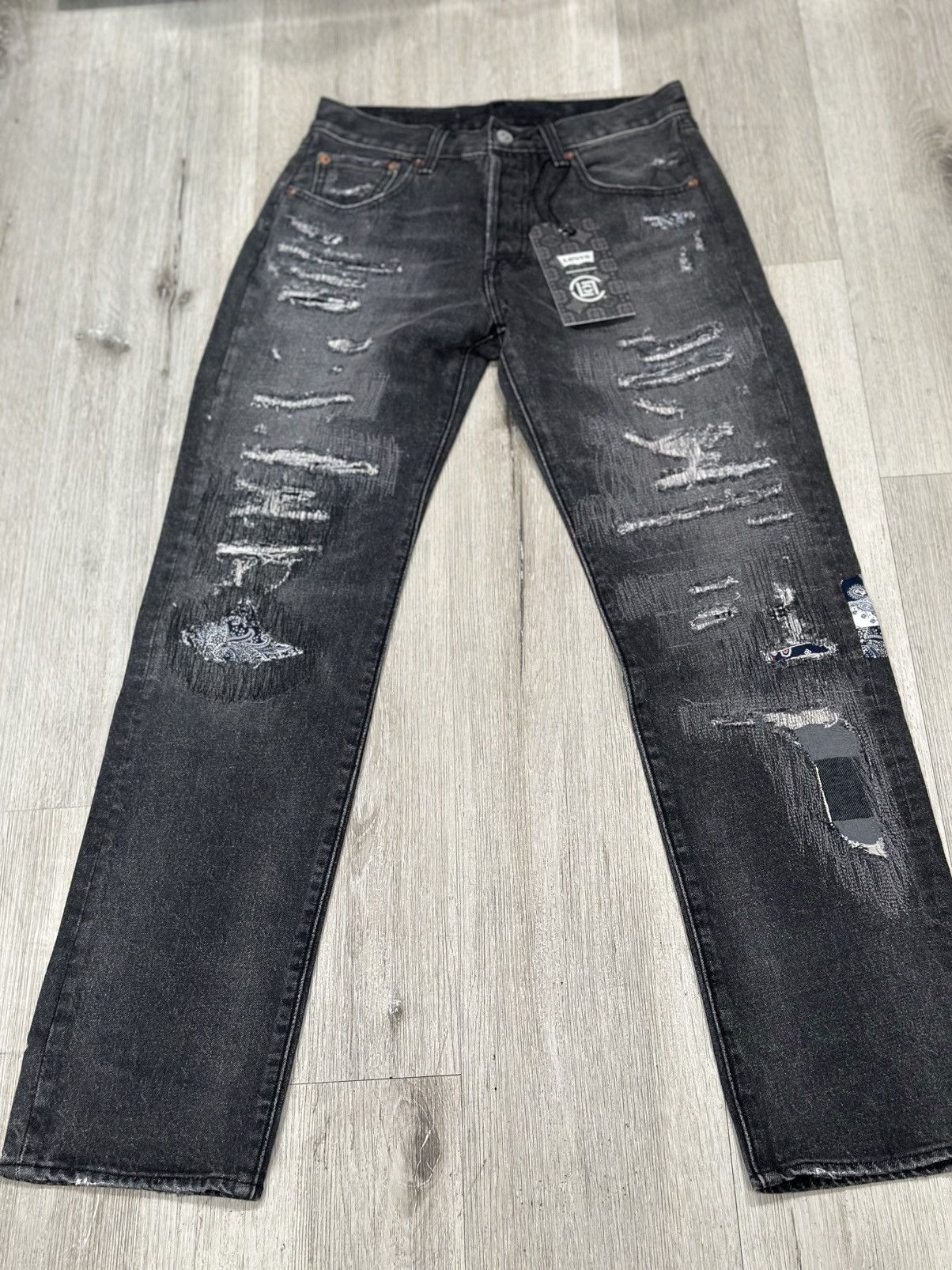 CLOT × Levi's CLOT X Levi’s 501 UNIONRAIL BLACK DENIM SIZE 28 Size US 28 / EU 44 - 3 Thumbnail