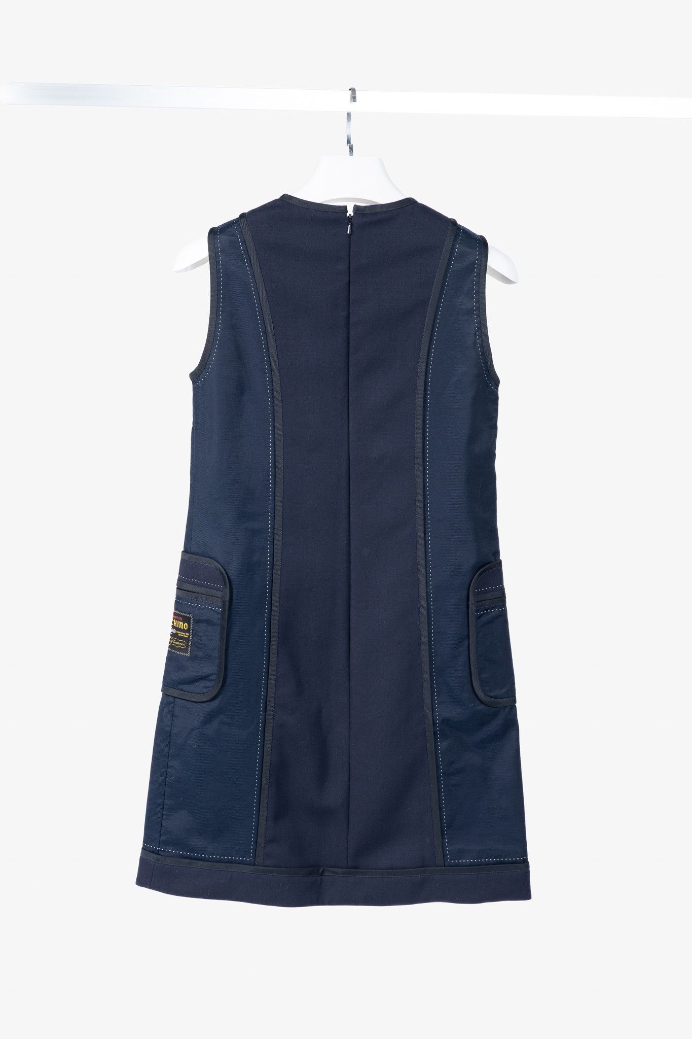 Moschino Moschino PF/23 Navy Wool Inside-Out Shift Dress Size M / US 6-8 / IT 42-44 - 2 Thumbnail
