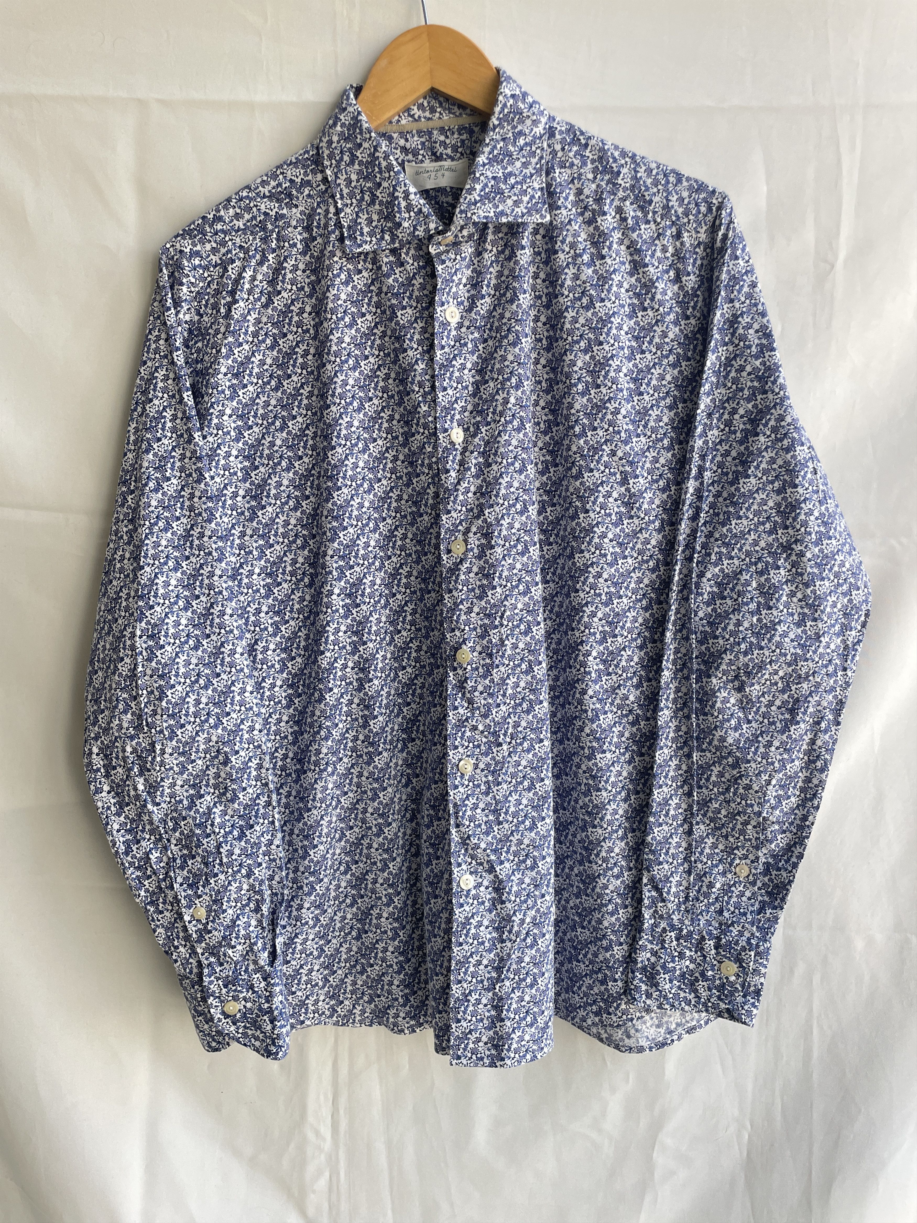Tintoria Mattei Tintoria Mattei 954 Floral Slim Cotton Spread Collar Shirt Size 42R - 1 Thumbnail