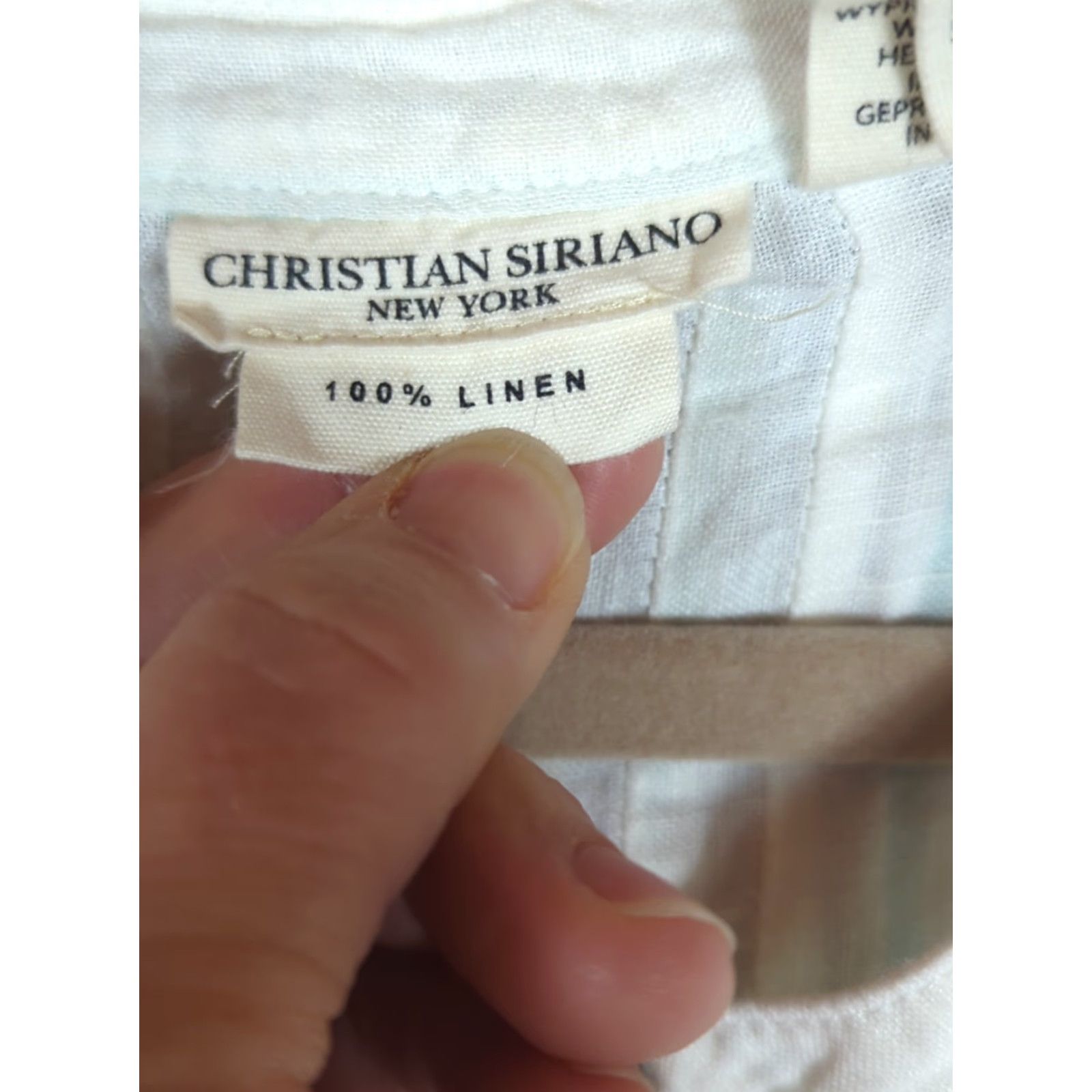 Christian Siriano Christian Siriano New York Women's Blouse White Striped Linen Short Sleeve Sz L Size L / US 10 / IT 46 - 4 Thumbnail
