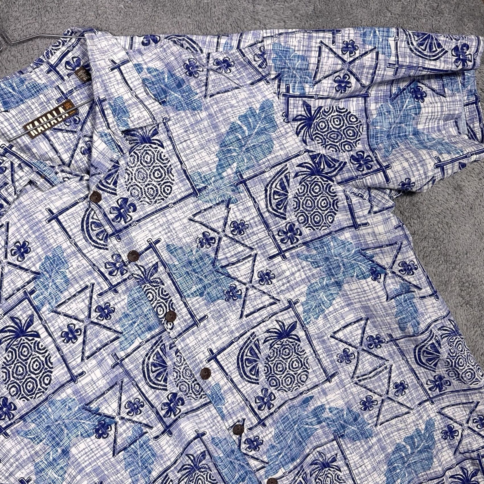 Vintage Kahala Shirt Mens 3XL Floral Hawaiian Pineapple Swinger Geometric USA Linen Shirt Size US XXL / EU 58 / 5 - 3 Thumbnail