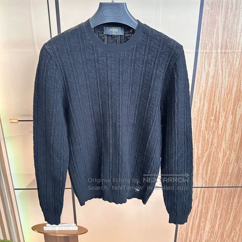 Fendi Fendi Black full print double F old logo knitted sweater Size US M / EU 48-50 / 2 - 1 Thumbnail