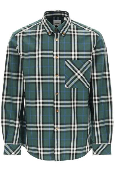 image of Burberry O1Srvl11E0524 Long Sleeve Check Cotton Shirt In Multicolor, Men's (Size Large)
