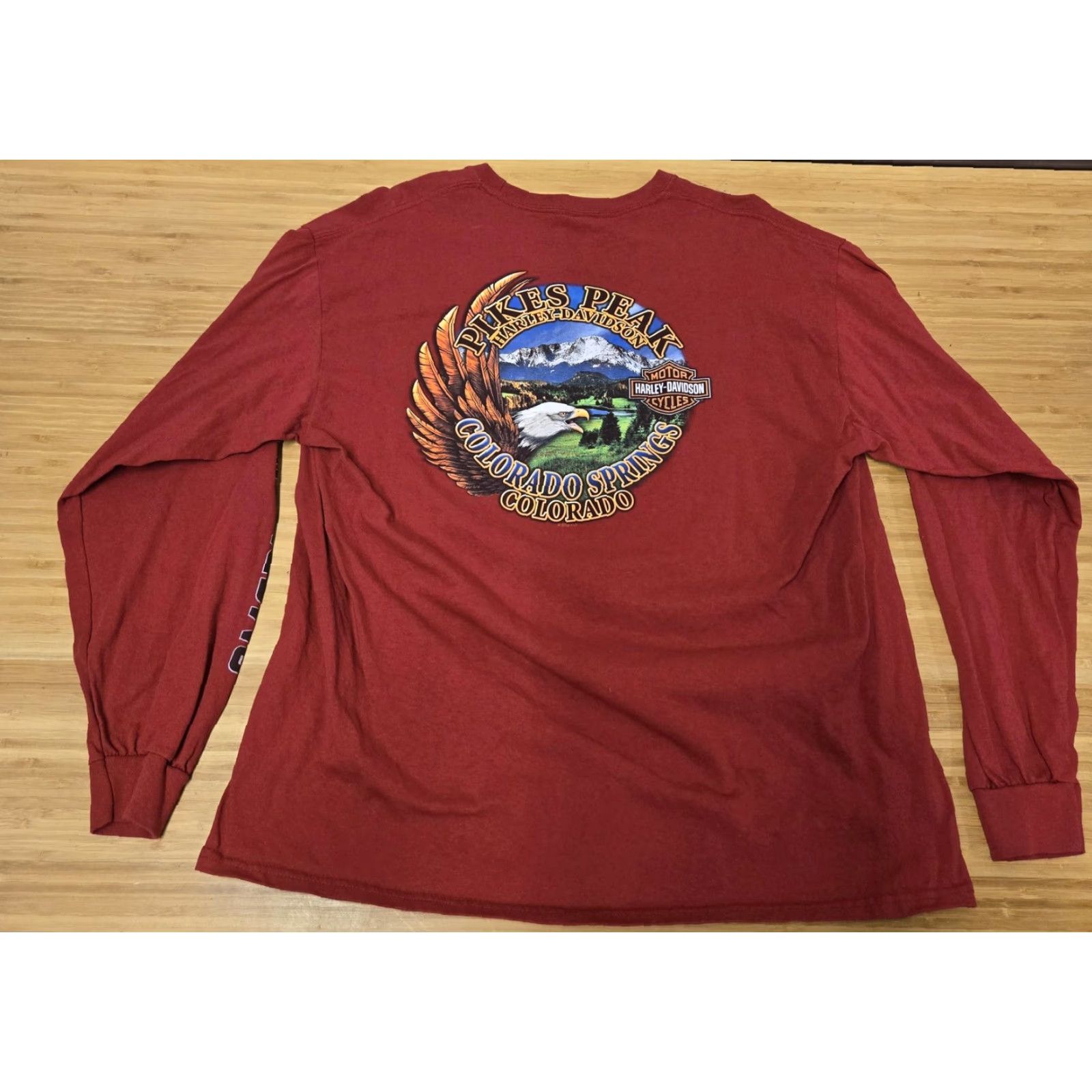 Harley Davidson Harley-Davidson Shirt Mens XL Red Long Sleeve Pikes Peak Colorado Springs Eagle Size US XL / EU 56 / 4 - 5 Thumbnail