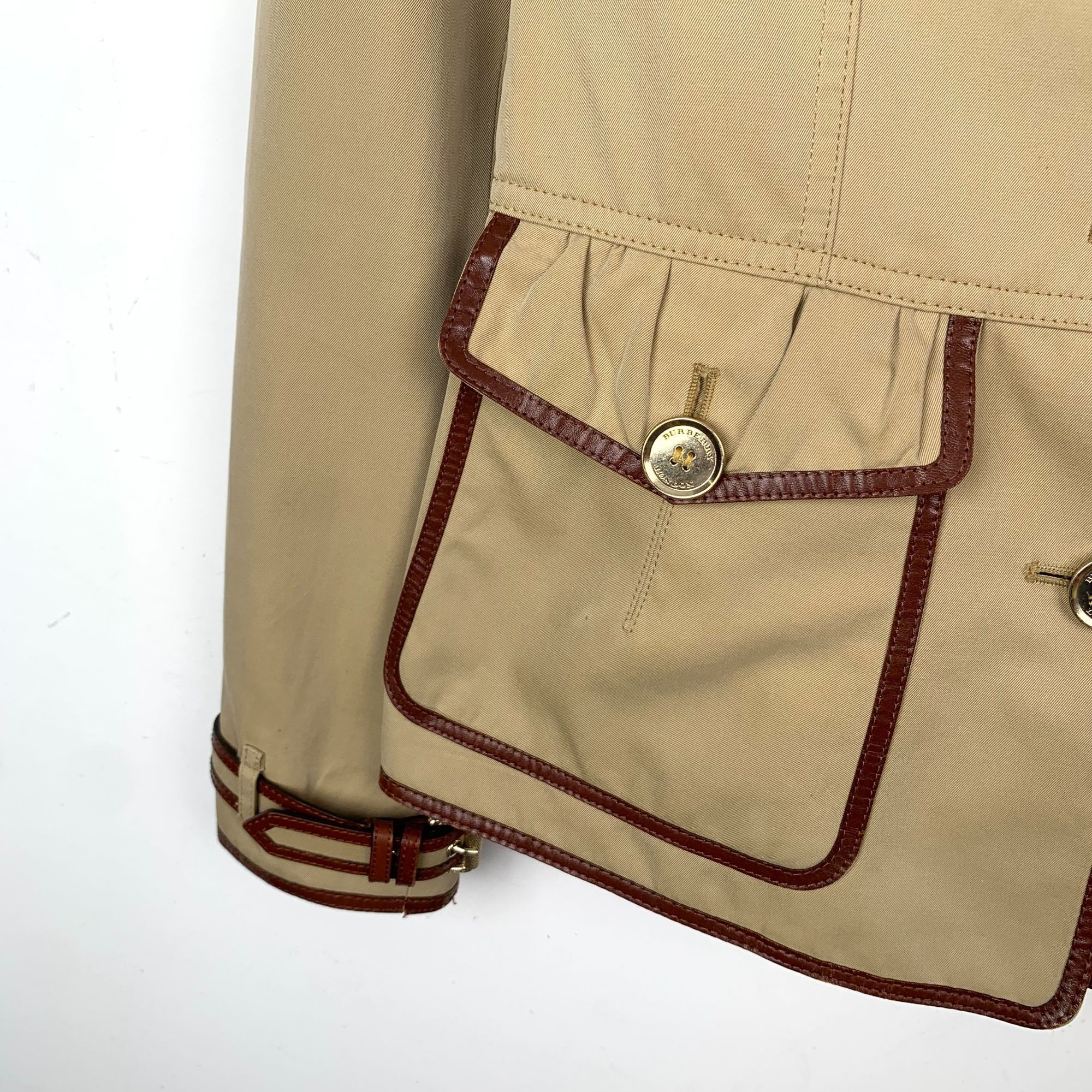Burberry Burberry London Beige & Brown Multi-Pocket Trench Coat Size Size S / US 4 / IT 40 - 3 Thumbnail