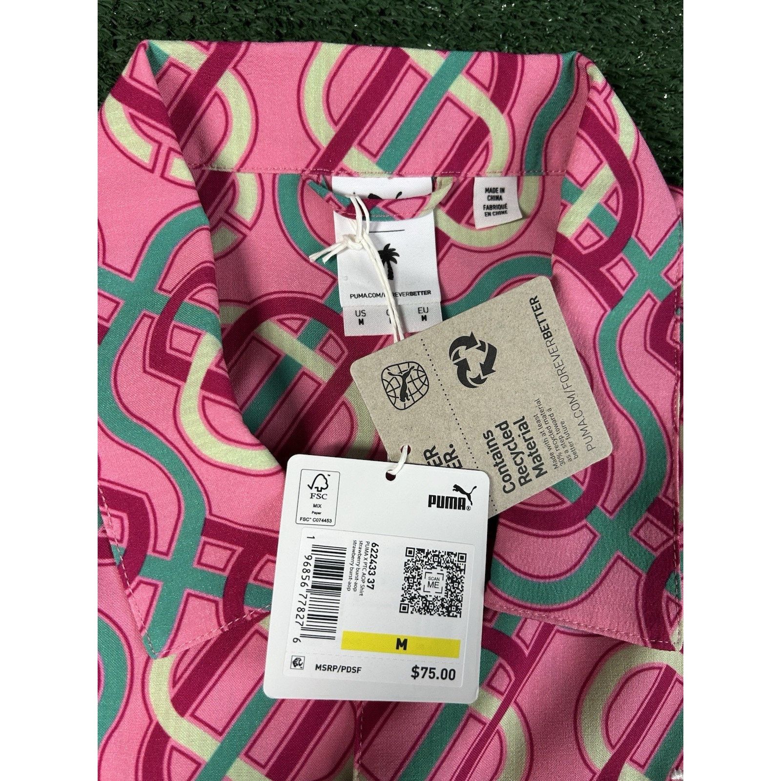 Puma PUMA X PALM TREE CREW Button Up Golf Pink Shirt Men’s Medium Size US M / EU 48-50 / 2 - 5 Thumbnail